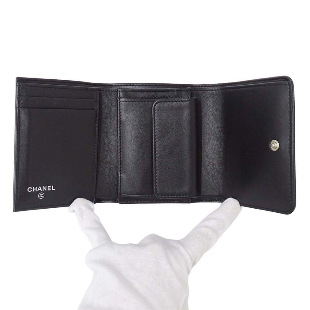 CHANEL Black Caviar Leather Logo Wallet - Picture 4 of 13